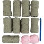 Kit DIY Crochet, vert olive, Sac solide