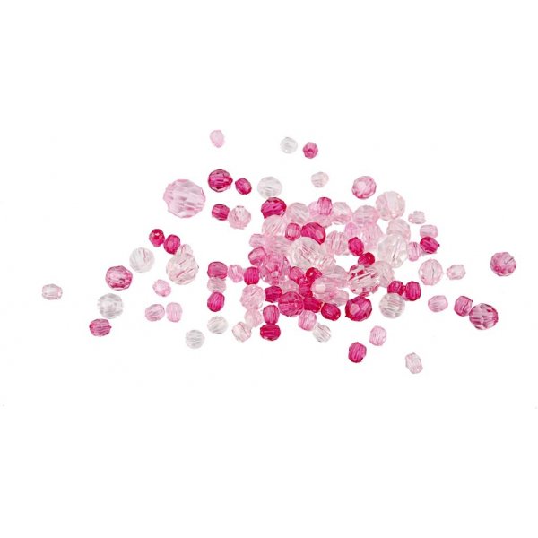 Perles en plastique à facettes Harmony - mixtes - rose - 45 g Perles en plastique à facettes Harmony - mixtes - rose - 45 g