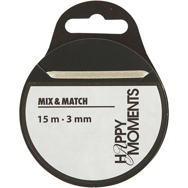 Ruban satin - blanc cassé - B3 mm - 15 m Ruban satin - blanc cassé - B3 mm - 15 m