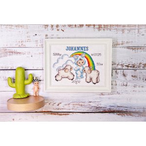 Kit de broderie Thème de naissance - Garçon avec arc-en-ciel Kit de broderie Thème de naissance - Garçon avec arc-en-ciel