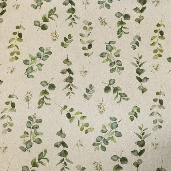 Tissu ciré textile Eucalyptus vert