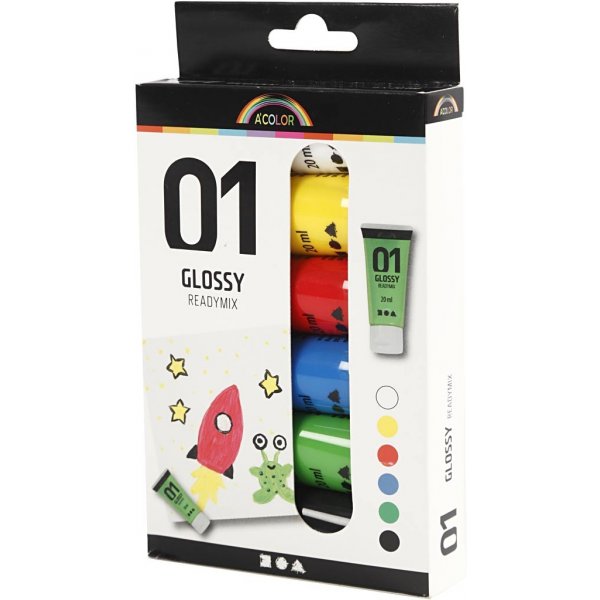 Peinture scolaire - Acrylique - couleurs standards - brillante - 6 x 20 ml Peinture scolaire - Acrylique - couleurs standards - brillante - 6 x 20 ml