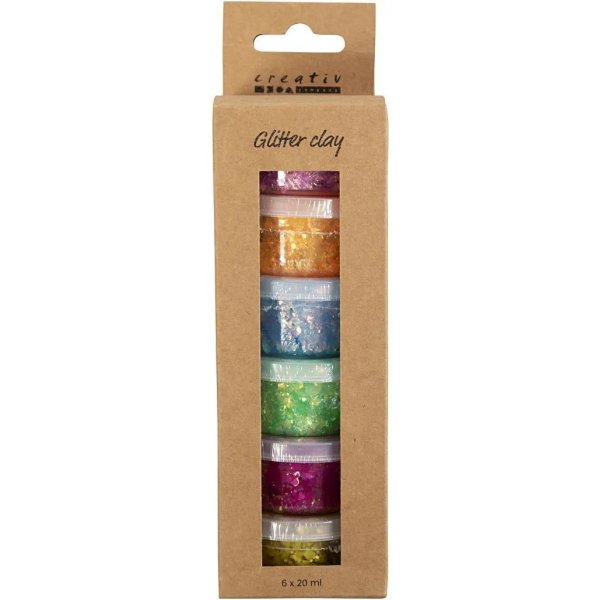Argile paillete, couleurs mlanges, 6x20 ml