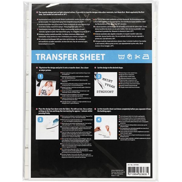 Feuille de transfert - transparente - pour textiles lgers - 5 feuilles