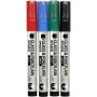 Marqueur pour verre et porcelaine - noir - bleu - vert - rouge - semi opaque - 1-2 mm - 4 pcs