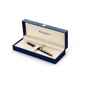 Stylo bille Waterman Hémisphère - Noir Garniture Or - Bleu Moyen Stylo bille Waterman Hémisphère - Noir Garniture Or - Bleu Moyen
