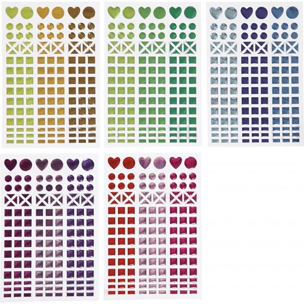 Autocollants pour mosaques - couleurs mlanges - 10 feuilles
