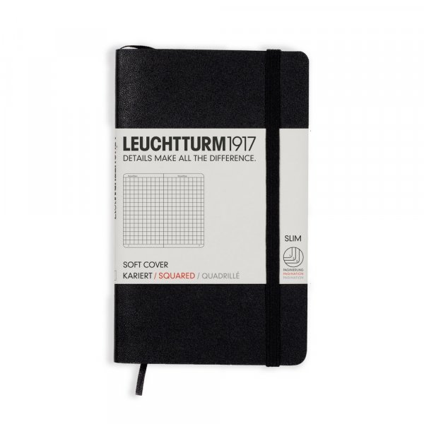 Carnet A6 Souple  Carreaux - Noir