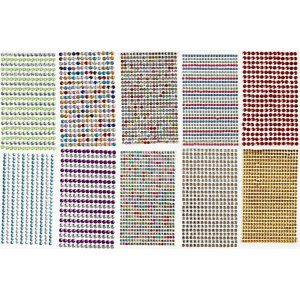 Autocollants strass - couleurs mélangées - 10 feuilles Autocollants strass - couleurs mélangées - 10 feuilles