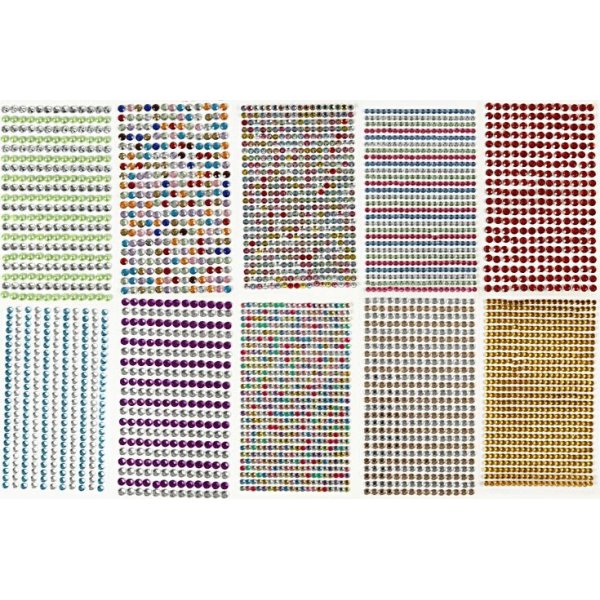 Autocollants strass - couleurs mlanges - 10 feuilles