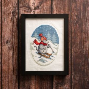 Kit de broderie - Souris sur skis Kit de broderie - Souris sur skis
