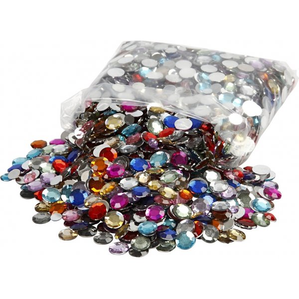 Strass - couleurs mélangées - Rond - Ø6+9+12 mm - 3600 pcs Strass - couleurs mélangées - Rond - Ø6+9+12 mm - 3600 pcs