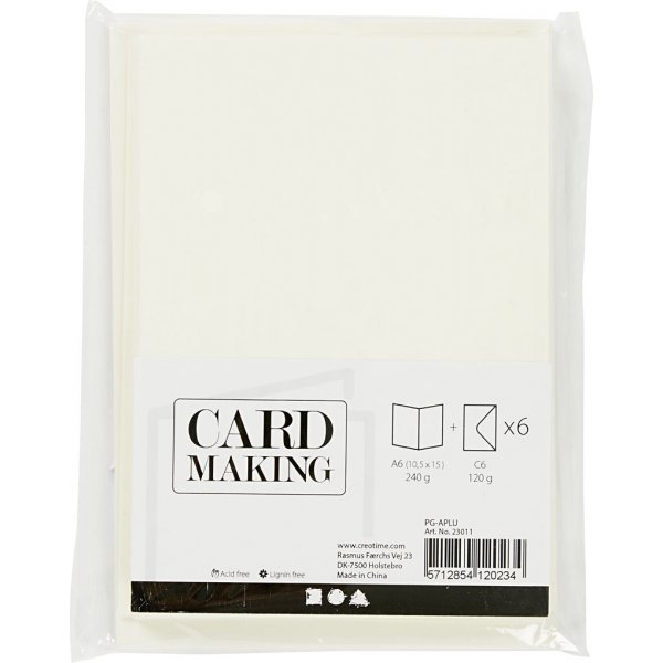 Cartes et enveloppes - blanc cassé - 11,5 x 16,5 cm - 6 sets Cartes et enveloppes - blanc cassé - 11,5 x 16,5 cm - 6 sets
