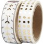 Washi tape - Or/blanc - Coeurs et points - feuille