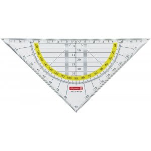 Règle triangulaire avec rapporteur 16 cm transparent Règle triangulaire avec rapporteur 16 cm transparent