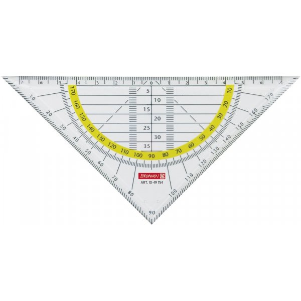 Règle triangulaire avec rapporteur 16 cm transparent