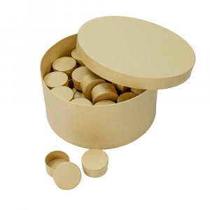 Présentoir de frêne ø 24 x 12 cm - 51 pièces rondes Présentoir de frêne ø 24 x 12 cm - 51 pièces rondes