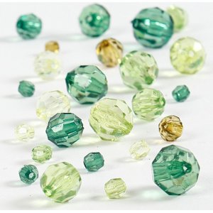 Perles en plastique à facettes Harmony - mixtes - vertes - 45 g Perles en plastique à facettes Harmony - mixtes - vertes - 45 g