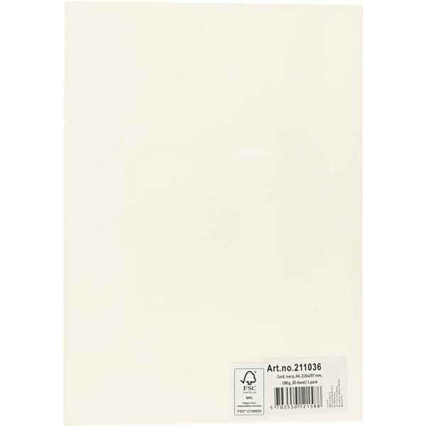 Carton coloré - blanc cassé - A4 - 180 g - 20 feuilles Carton coloré - blanc cassé - A4 - 180 g - 20 feuilles