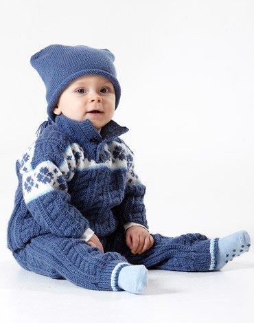 Patron tricot - Pull avec bordure  motif, pantalon et bonnet