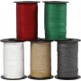 Cordon cadeau - couleurs mlanges - paillettes - 5 x 100 m