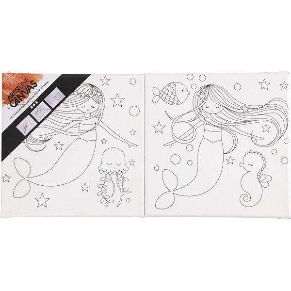 Toile avec impression - blanc - sirne - 2 pcs