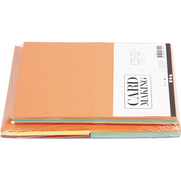 Cartes et enveloppes - couleurs mlanges 11,5 x 16,5 cm - 50 sets