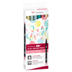 Lot de 6 stylos à pointe double pinceau Tombow ABT Lot de 6 stylos à pointe double pinceau Tombow ABT
