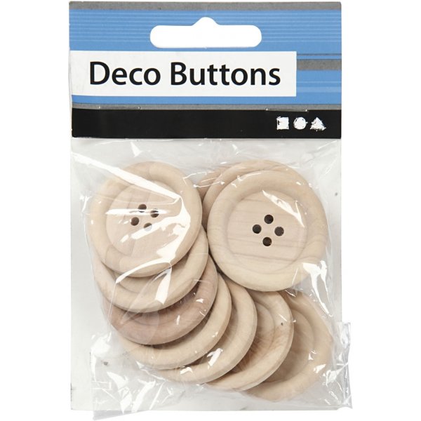 Boutons en bois Ø35 - 10 pcs Boutons en bois Ø35 - 10 pcs