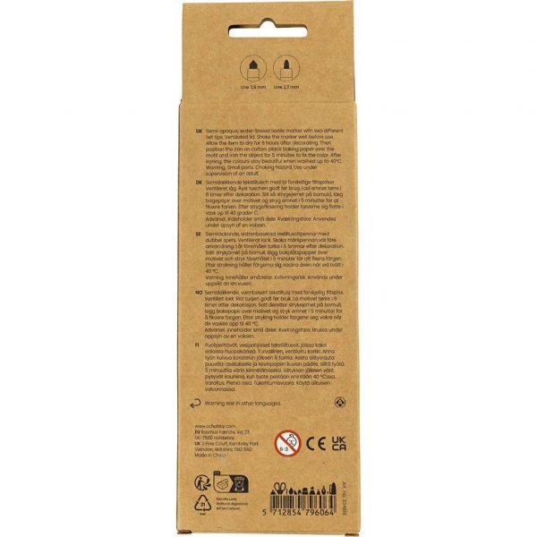 Marqueurs textiles - couleurs standards - 6 pcs