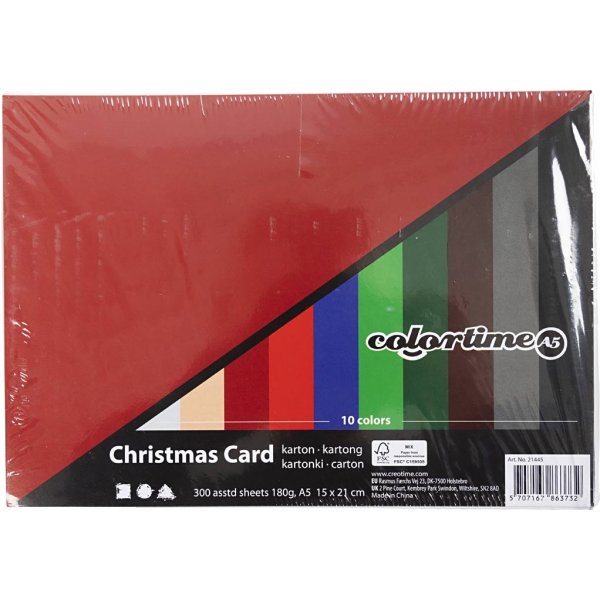 Carton de Nol - couleurs mlanges - A5 - 300 feuilles