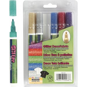 Stylos Deco Textile - 3 mm - couleurs pailletées - 6 pcs Stylos Deco Textile - 3 mm - couleurs pailletées - 6 pcs
