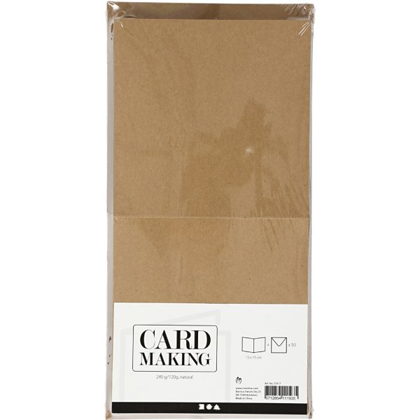 Cartes et enveloppes - naturel 16 x 16 cm - 50 sets Cartes et enveloppes - naturel 16 x 16 cm - 50 sets