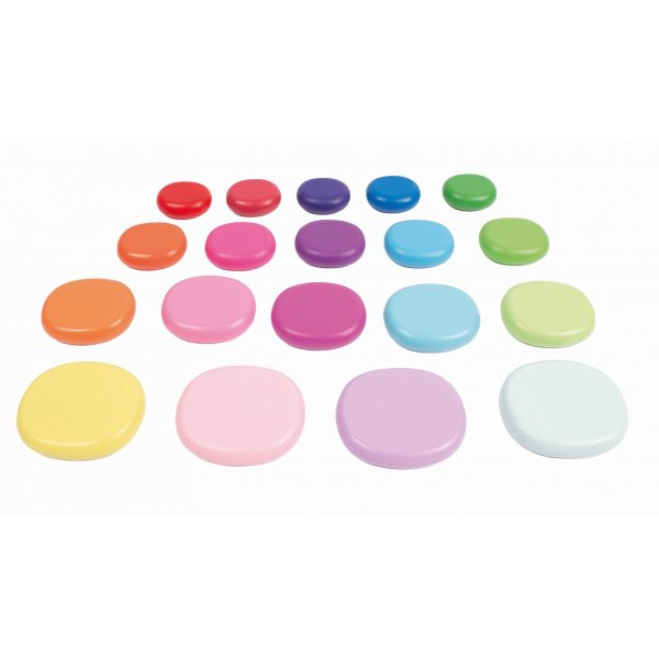 Pierres rondes en bois colorées 20 pcs Pierres rondes en bois colorées 20 pcs