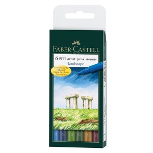 Set de stylos à dessin PITT Artist Brush Landscape - 6 stylos Set de stylos à dessin PITT Artist Brush Landscape - 6 stylos