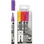 Marqueur pour verre et porcelaine - orange - violet - rouge clair - jaune - semi opaque - 1-2 mm - 4 pcs