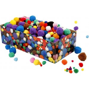 Pompons - couleurs mélangées - 200 g Pompons - couleurs mélangées - 200 g