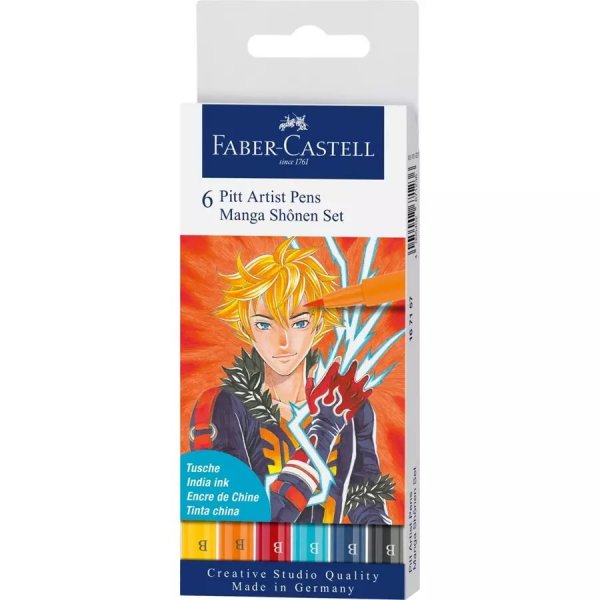 Set de stylos  dessin PITT Artist Brush Manga Shonen - 6 stylos