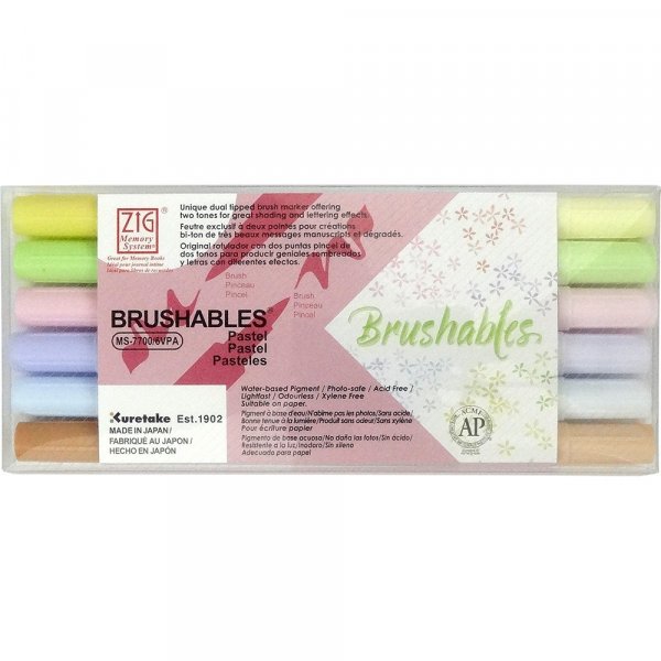 Stylos pinceaux ZIG Brushables 6 Pens - Pastel