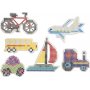 Assiettes perles - voiture - avion - bateau - tracteur - bus et vlo - 6 pcs