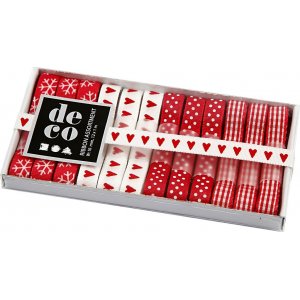 Ruban déco - harmonie rouge/blanc - 12 x 1 m Ruban déco - harmonie rouge/blanc - 12 x 1 m