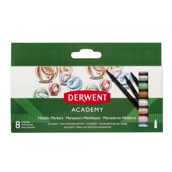 Marqueur métallique Derwent Academy - 8 stylos