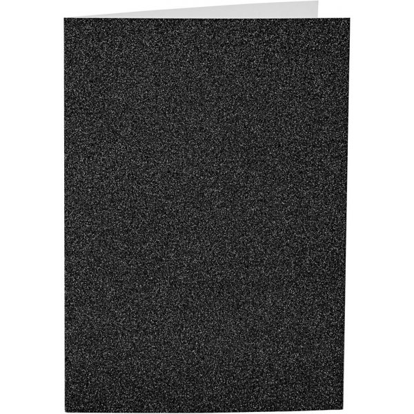 Cartes et enveloppes - noir - paillettes - 11,5 x 16,5 cm - 4 sets