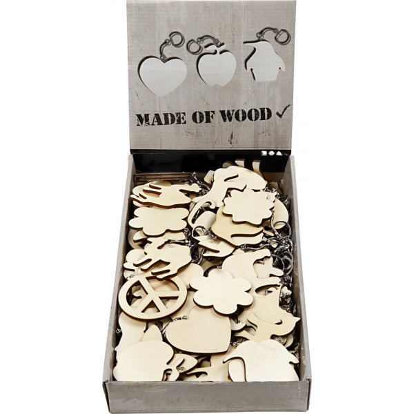 Porte-clés avec plaque en bois - 128 pcs Porte-clés avec plaque en bois - 128 pcs