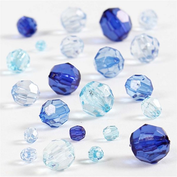 Perles plastiques  facettes Harmony - mixtes - harmonie bleue - 45 g