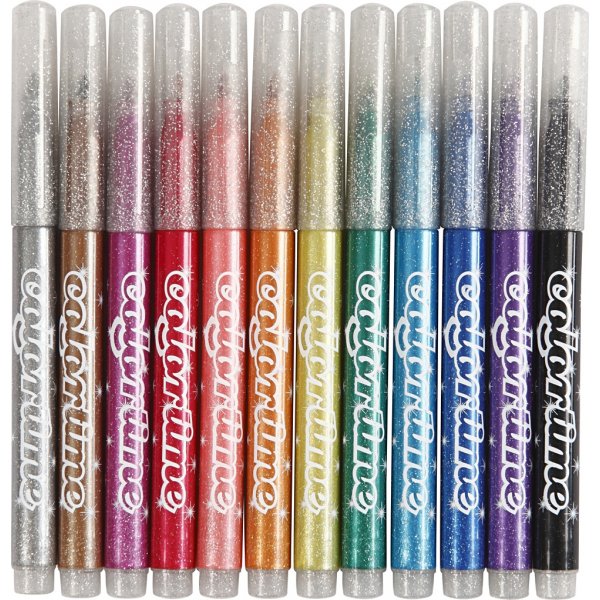 Marqueur Colortime Glitter - couleurs mélangées - 2 mm - 12 pcs Marqueur Colortime Glitter - couleurs mélangées - 2 mm - 12 pcs