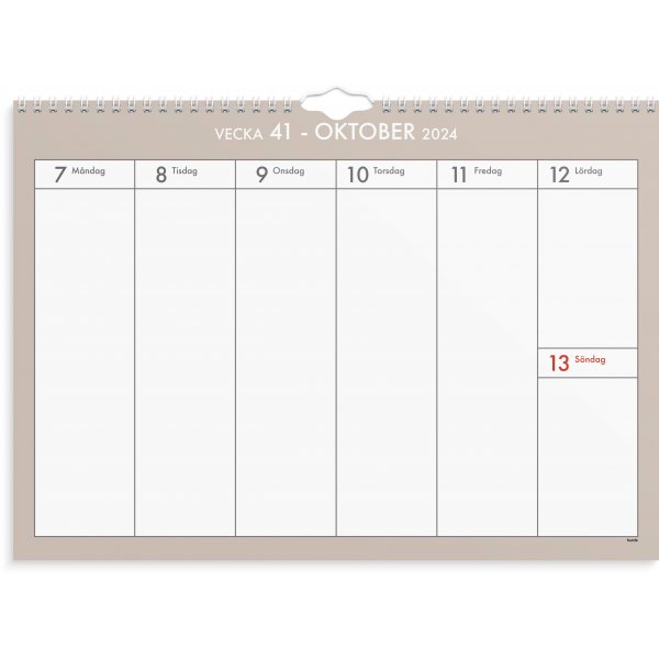 Calendrier mural 24/25 - Plan hebdomadaire