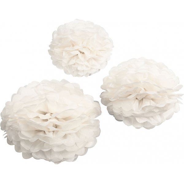 Pompons en papier - blanc - 3 pcs Pompons en papier - blanc - 3 pcs