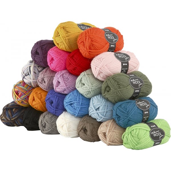 Fil de laine Melbourne - couleurs mlanges - 24 x 50 g