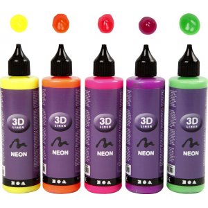 Liner 3D - couleurs fluo - 5 x 100 ml Liner 3D - couleurs fluo - 5 x 100 ml